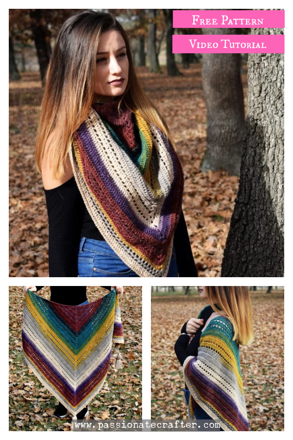 Warlock Triangle Shawl Free Crochet Pattern and Video Tutorial