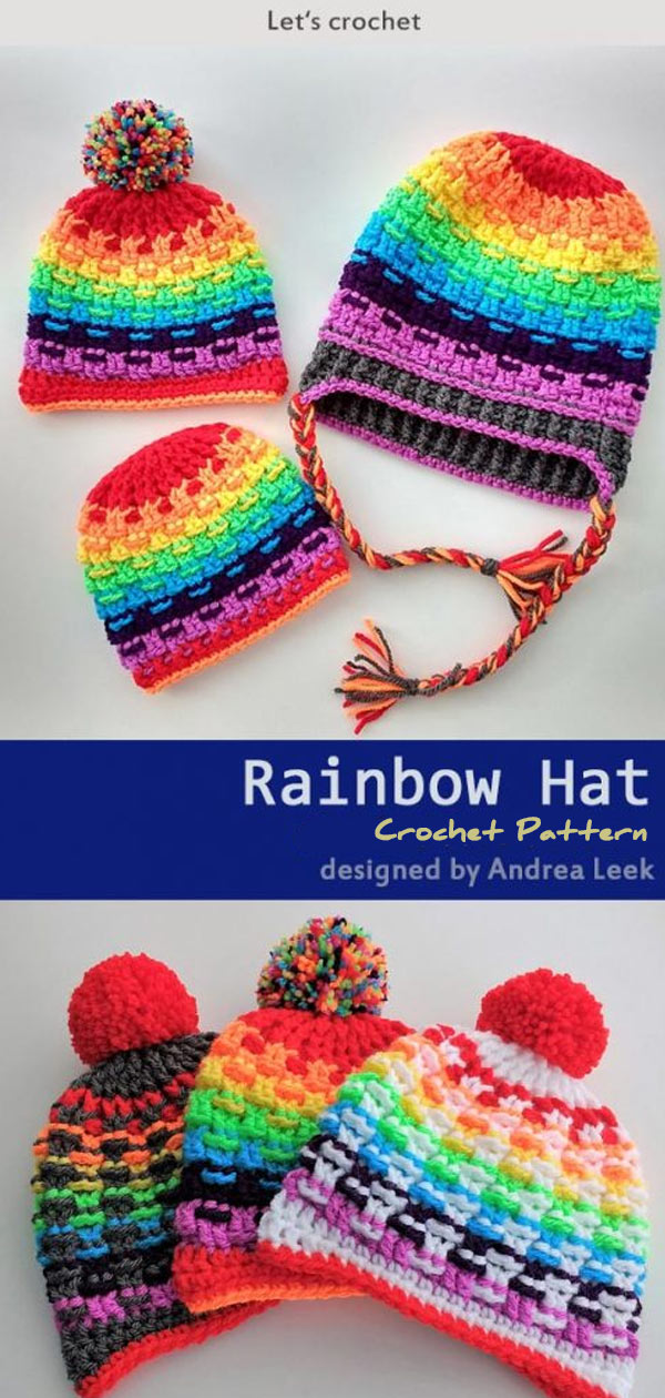Rainbow Hat Crochet Free Pattern