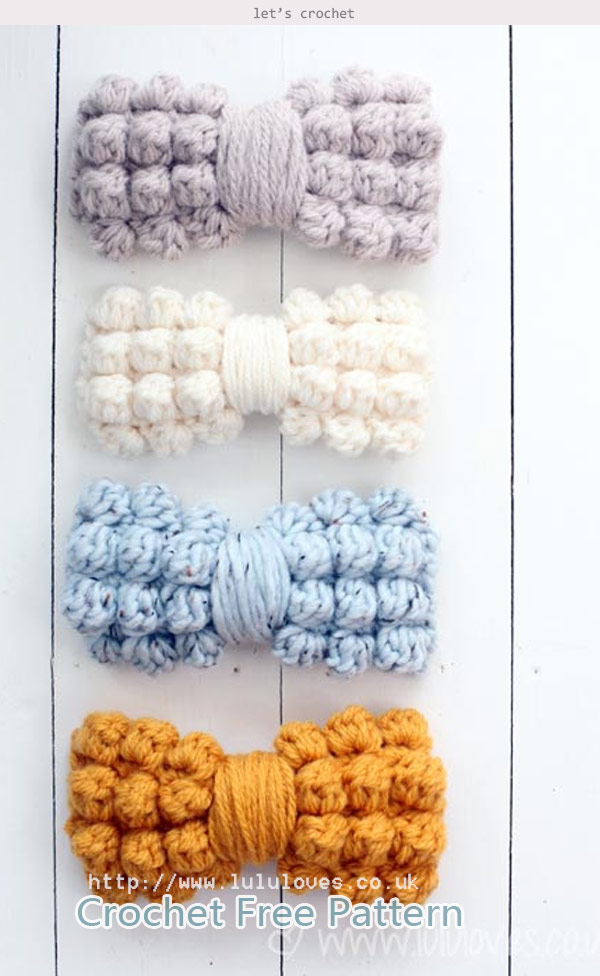 Chunky Bobble Bows Free Crochet Pattern