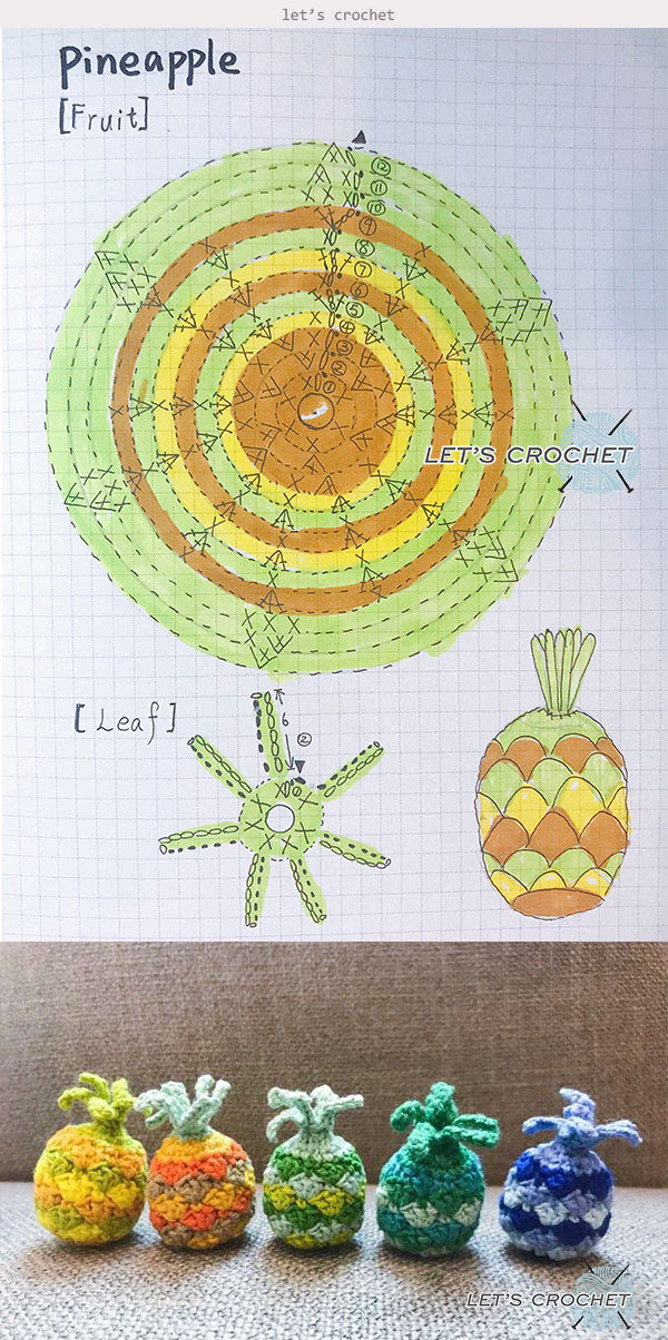 Crochet Mini Pineapple Free Diagram