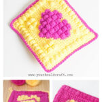 Bobble Heart Potholder Crochet Free Pattern