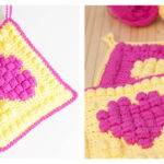 Bobble Heart Potholder Crochet Free Pattern