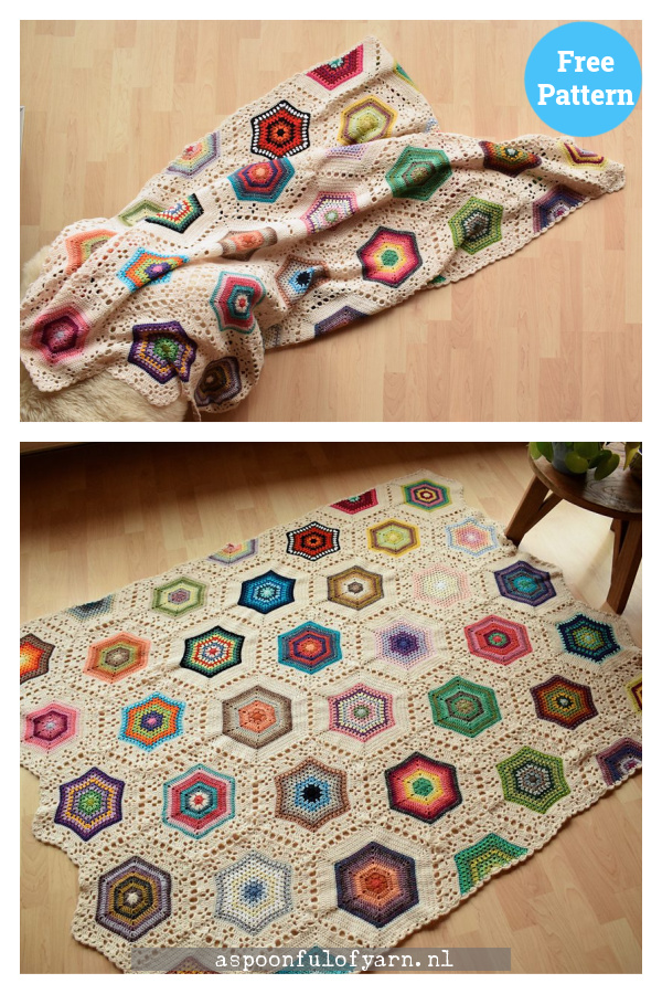 Inspirational Hexies Blanket Crochet Free Pattern