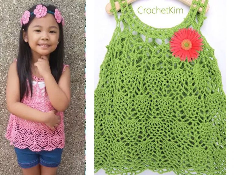Pineapple Cascade Baby Dress Free Crochet Pattern