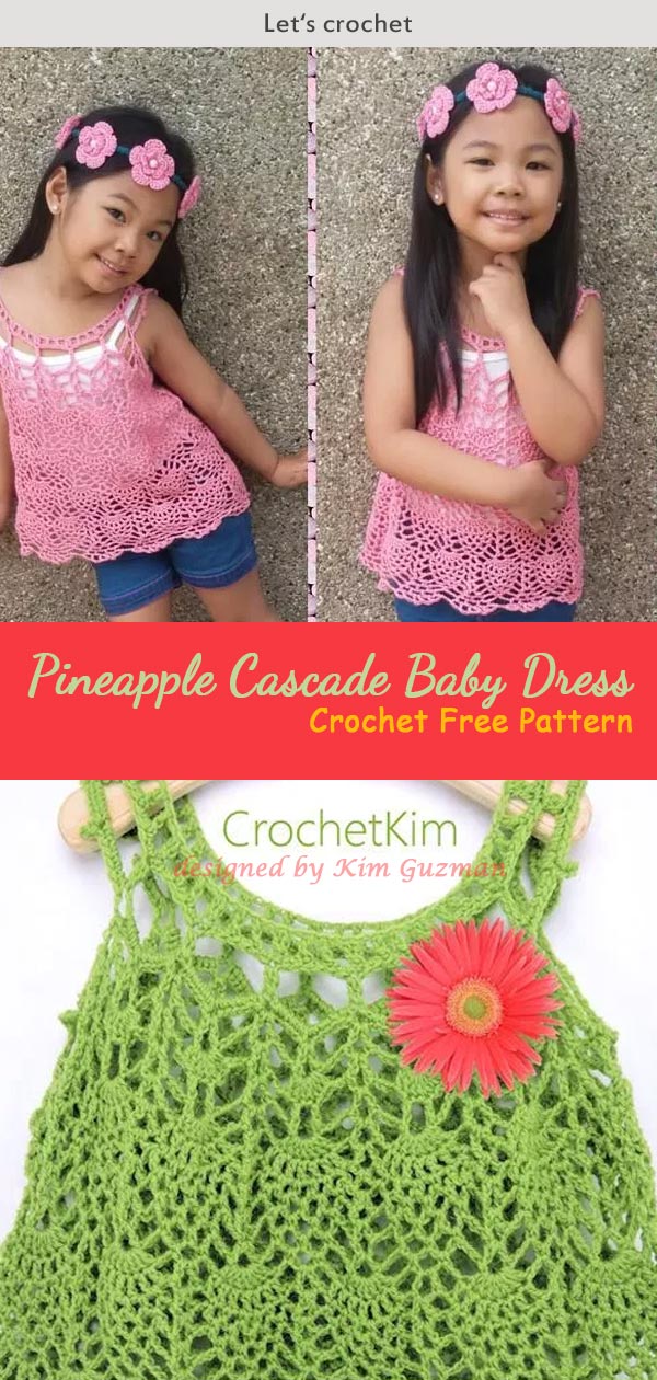 Pineapple Cascade Baby Dress Free Crochet Pattern