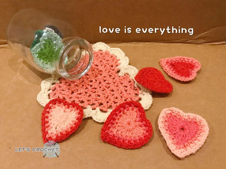 Easy Heart Coaster Crochet Free Diagram