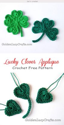 Lucky Clover Leaf Applique Crochet Free Pattern