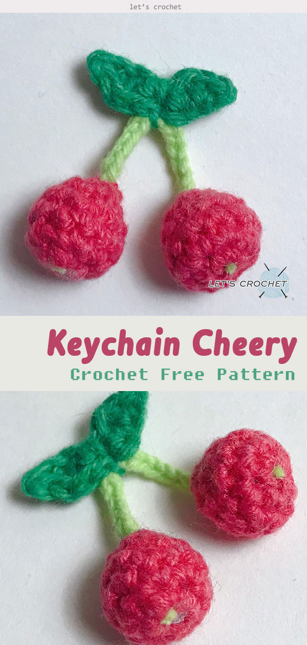 Keychain Cherry Fruits Crochet Free Diagram