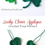 Lucky Clover Leaf Applique Crochet Free Pattern