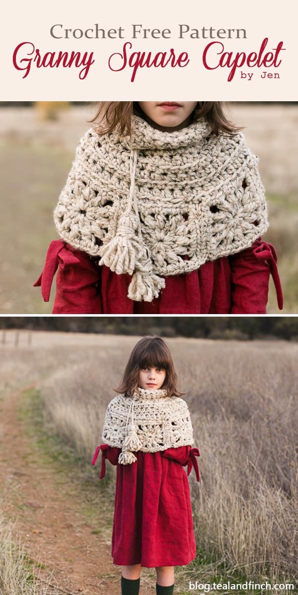 Granny Square Capelet Crochet Free Pattern