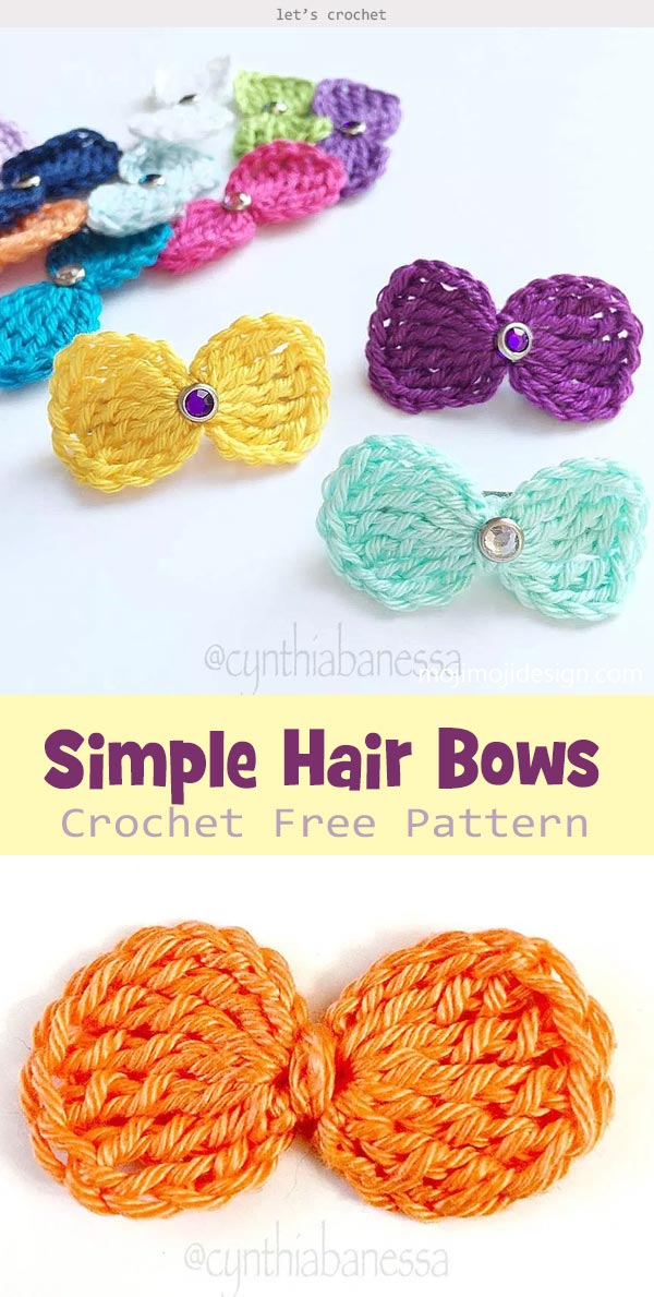 Simple Hair Bows Crochet Free Pattern
