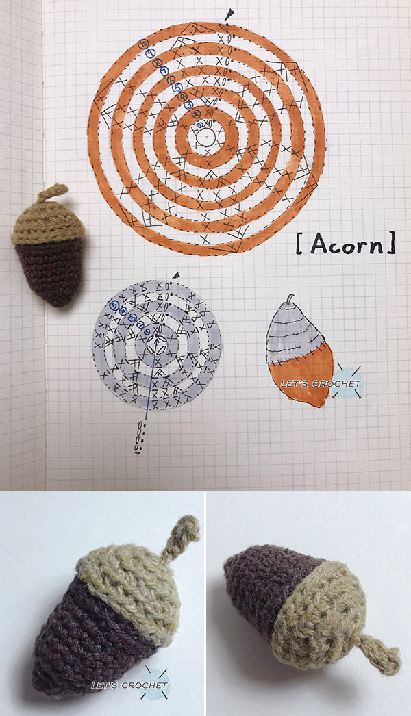 Acorn Amigurumi Crochet Free Diagram