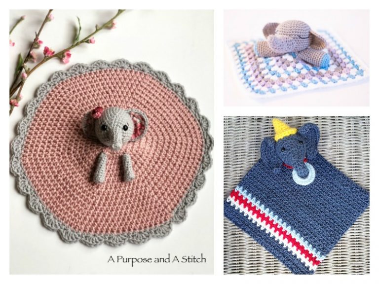 Elephant Baby Lovey Blanket Crochet Free Pattern and Paid