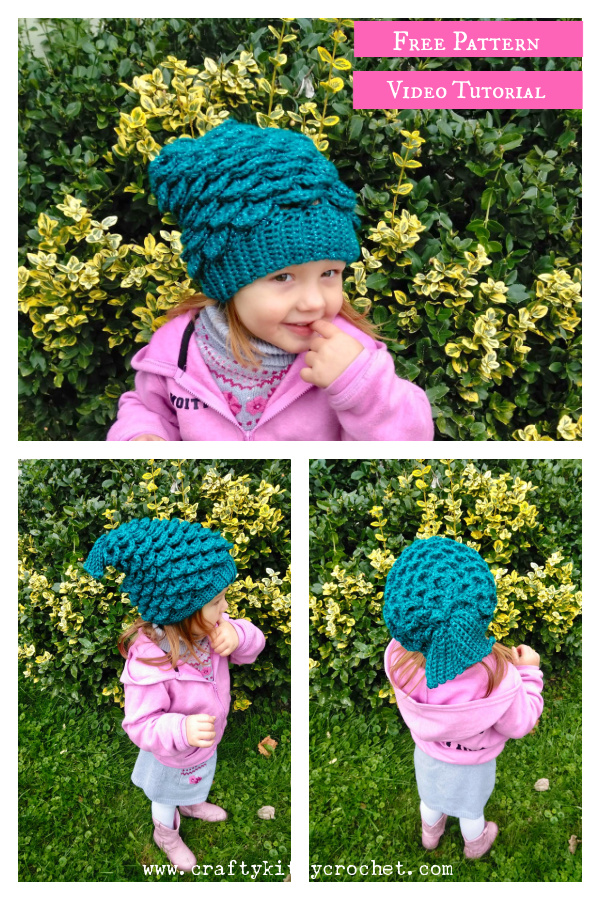 Mermaid Slouchy Hat Crochet Free Pattern and Video Tutorial