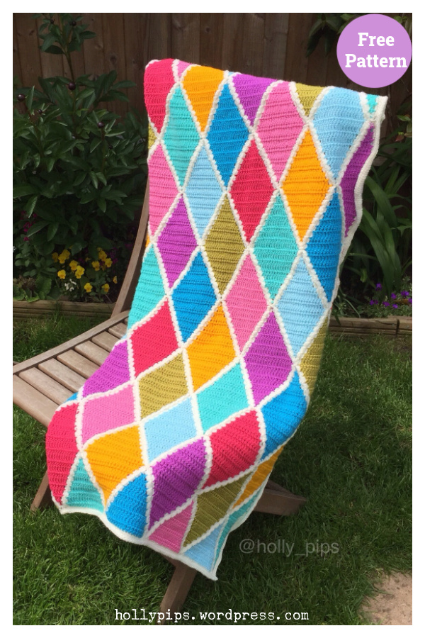 Summer Harlequin Blanket Crochet Free Pattern