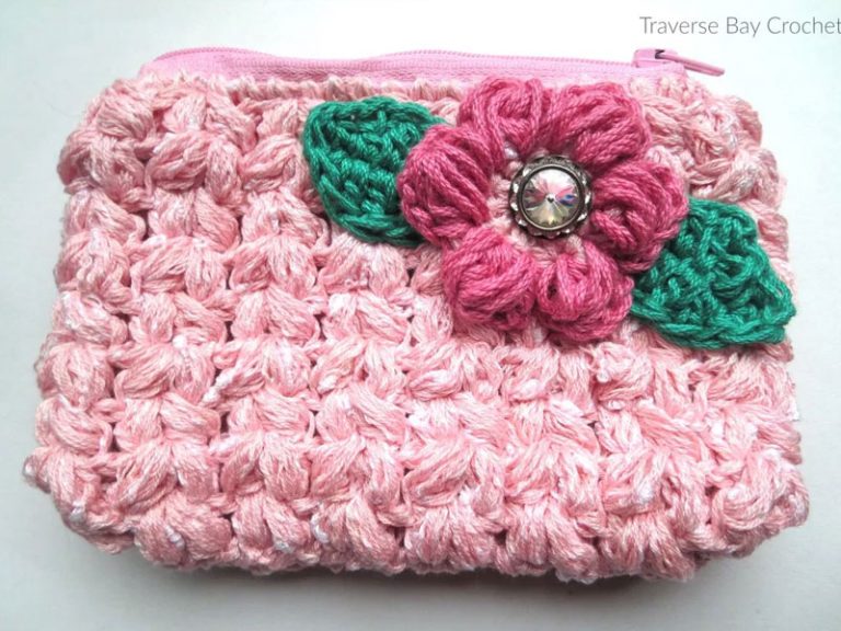Puff Zip Flower Wallet Free Crochet Pattern