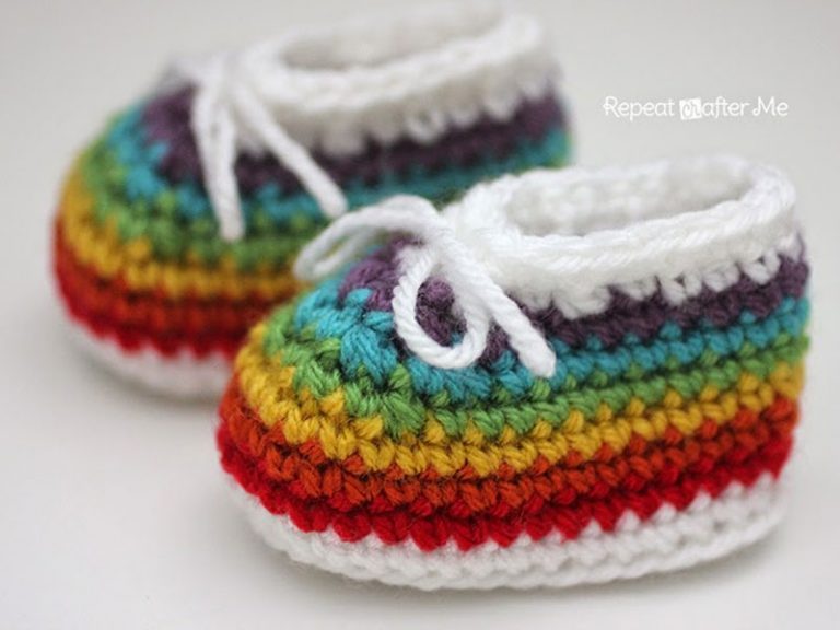 Rainbow Baby Booties Crochet Free Pattern