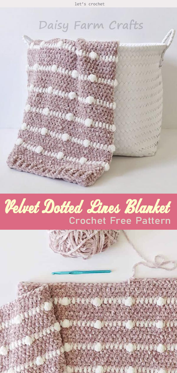 Crochet Velvet Dotted Lines Blanket Free Pattern