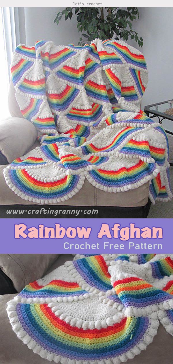 Rainbow Afghan Blanket Crochet Free Pattern