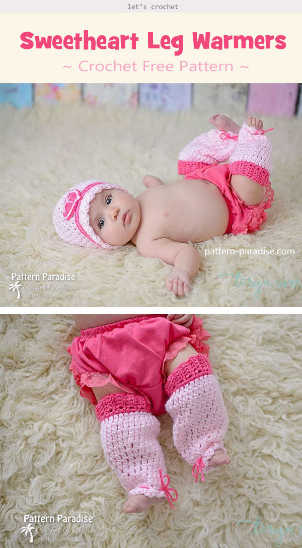  Sweetheart Baby Hat and Leg Warmers Crochet Free Pattern