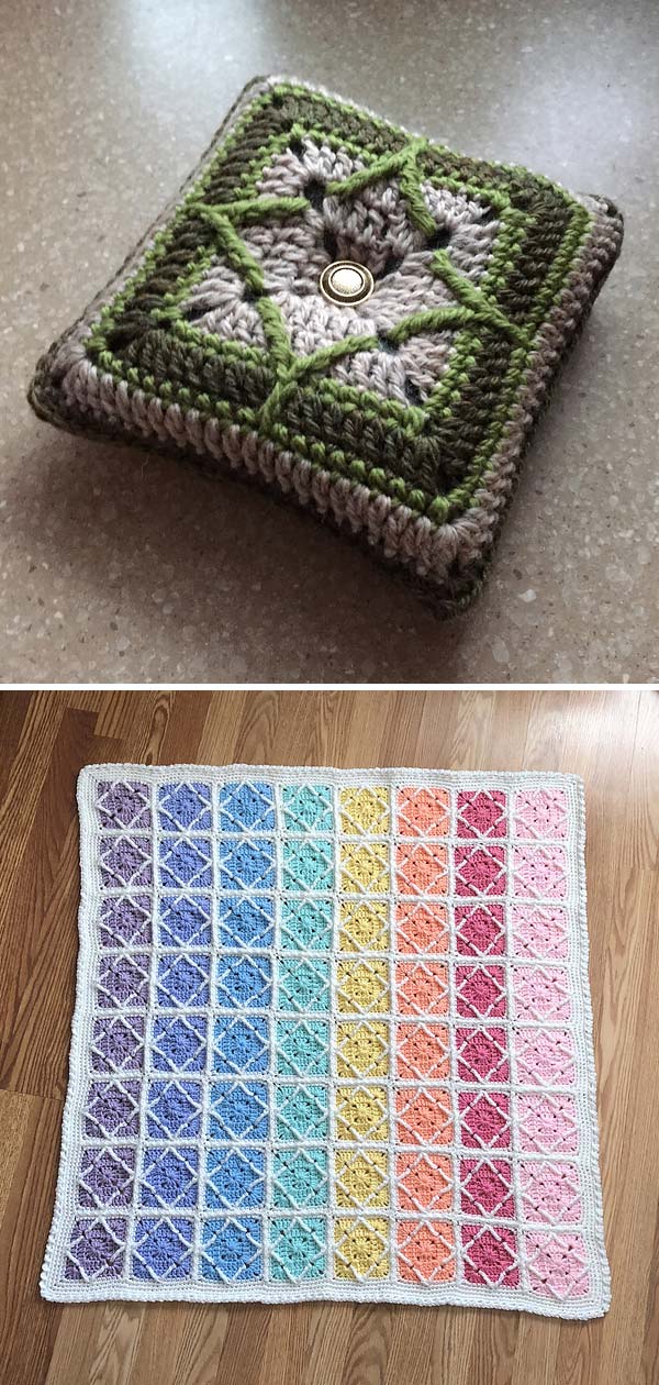 Northern Diamond Square Crochet Free Pattern
