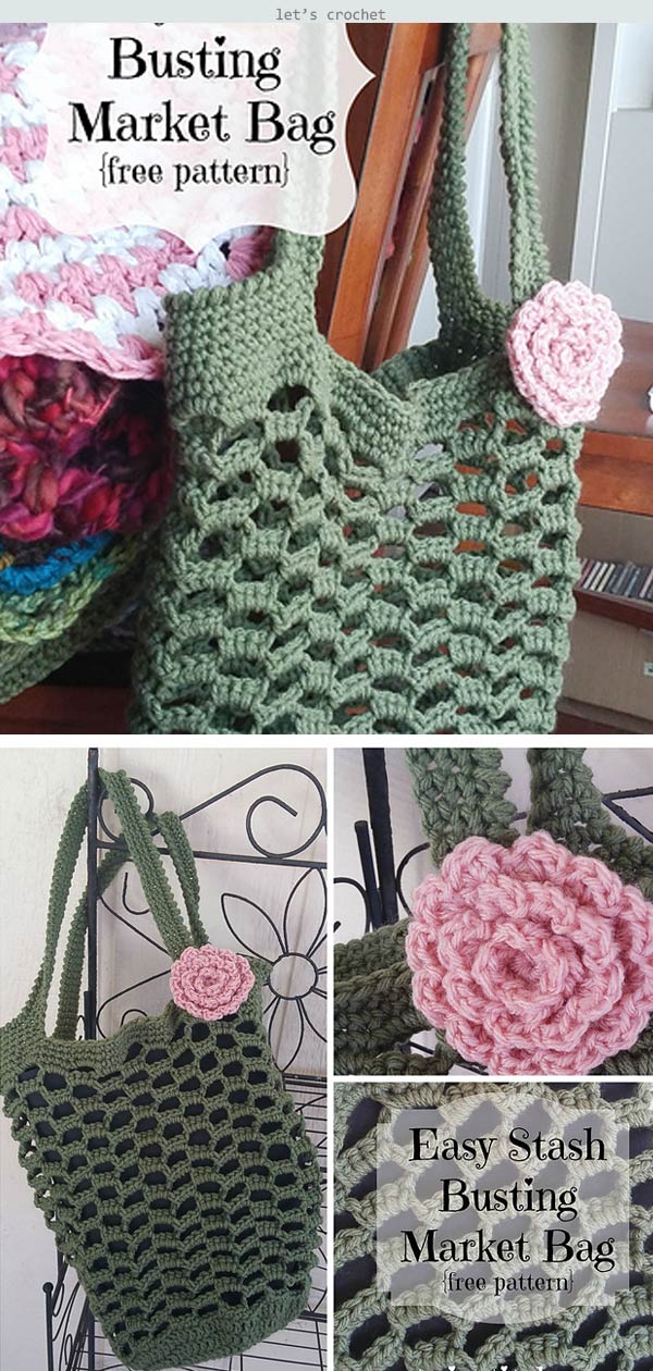 Crochet Easy Stashbusting Market Bag Free Pattern