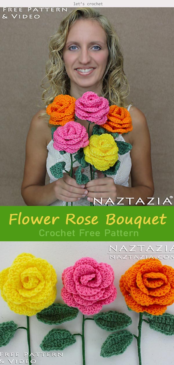 Flower Rose Bouquet Crochet Free Pattern
