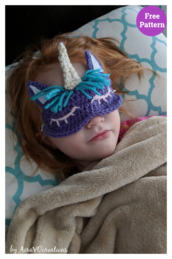 Child's Unicorn Sleep Mask Crochet Free Pattern