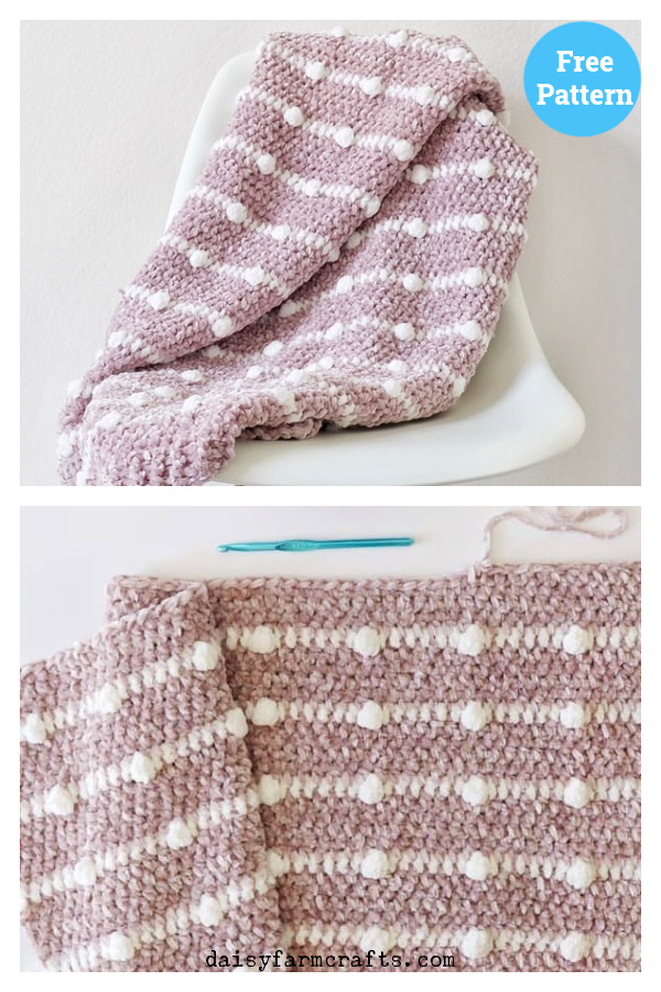 Crochet Velvet Dotted Lines Blanket Free Pattern