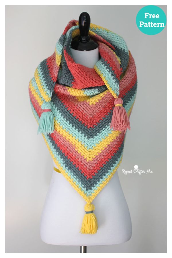 Moss Stitch Shawl Free Crochet Pattern