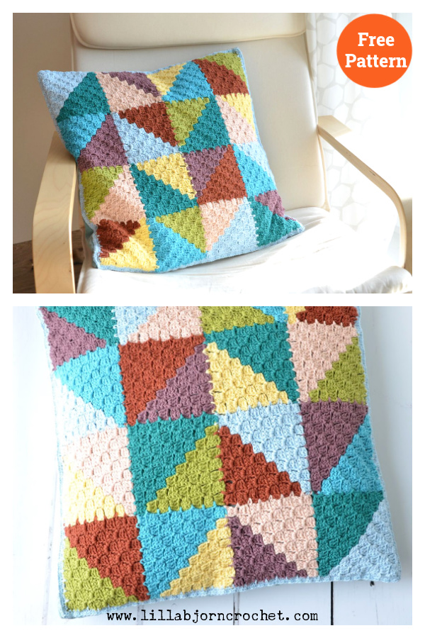 Pastel Triangles Pillow Crochet Free Pattern