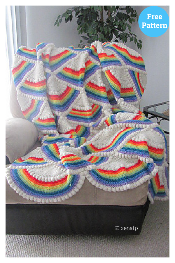 Rainbow Afghan Blanket Crochet Free Pattern 