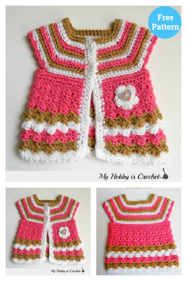 Stripes and Bubbles Baby Cardigan Free Crochet Pattern