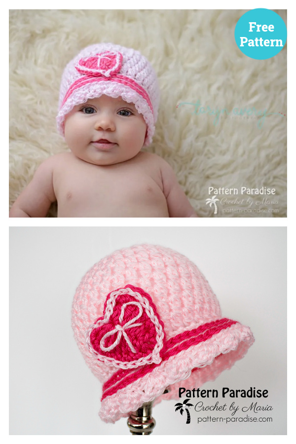 Sweetheart Cloche Hat Crochet Free Pattern