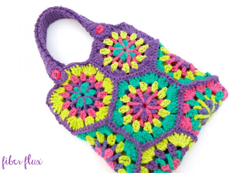 Strawflower Hexagon Tote Bag Crochet Free Pattern