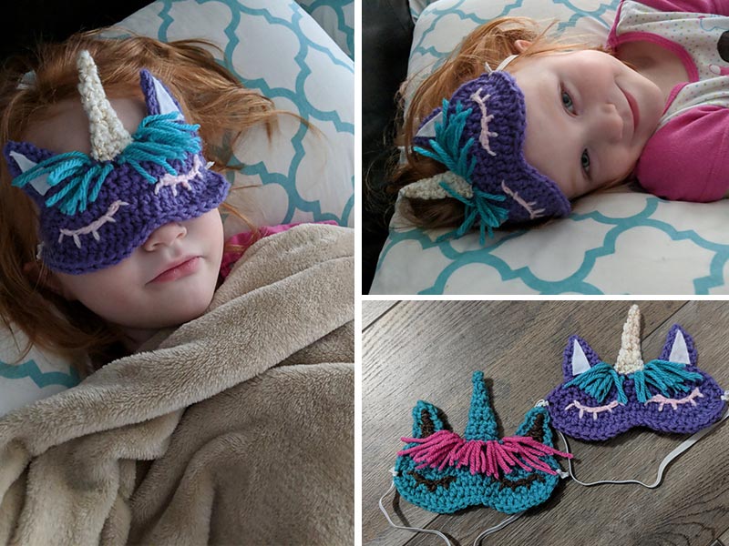 Child's Unicorn Sleep Mask Crochet Free Pattern