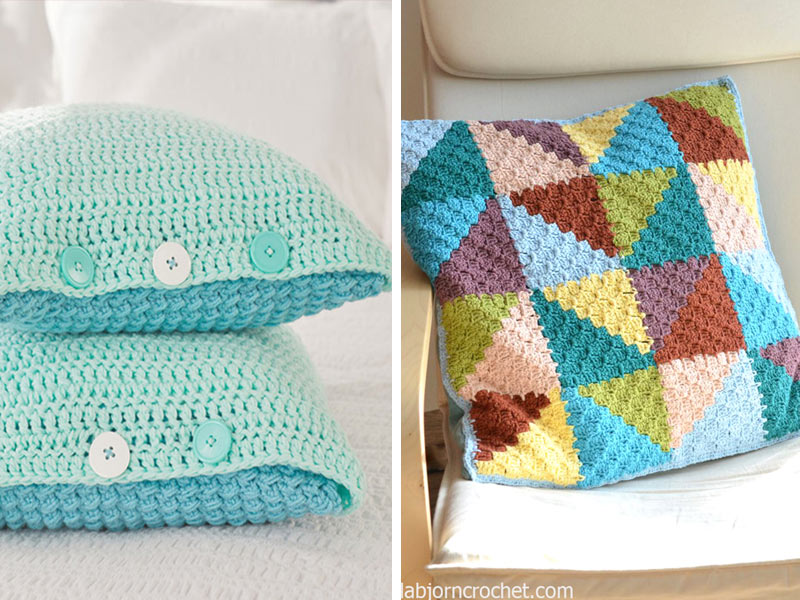 Pastel Triangles Pillow Crochet Free Pattern