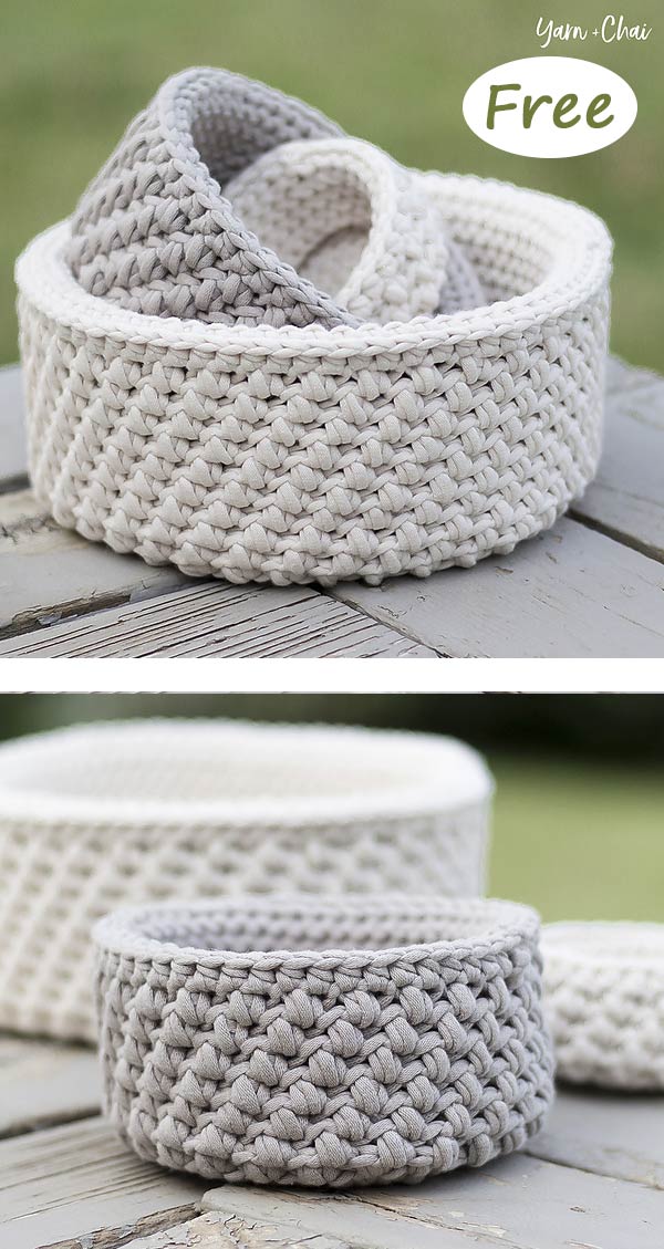 Mini Nesting Baskets Free Crochet Pattern