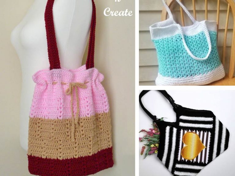 Tilted Heart Tote Bag Crochet Free Pattern