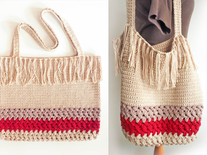 Fringe Shopping Bag Crochet Free Pattern