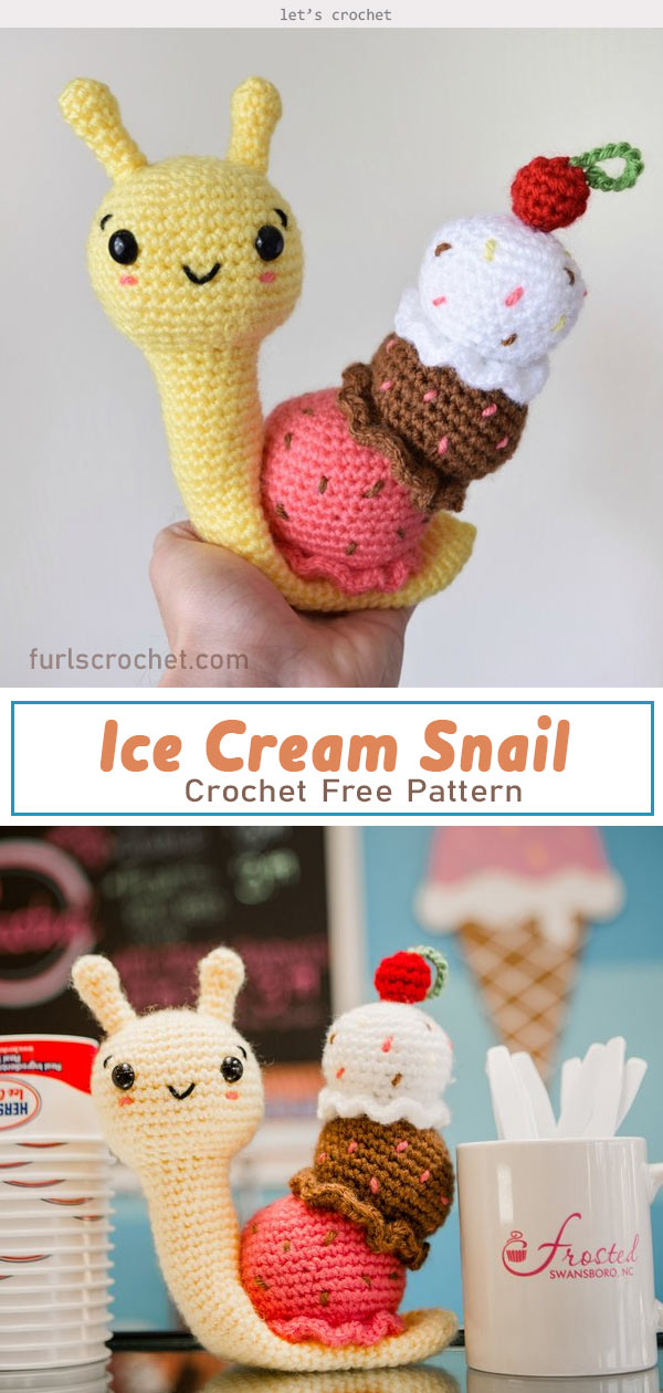 Amigurumi Ice Cream Snail Crochet Free Pattern