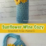 Sunflower Wine Cozy Free Crochet Pattern