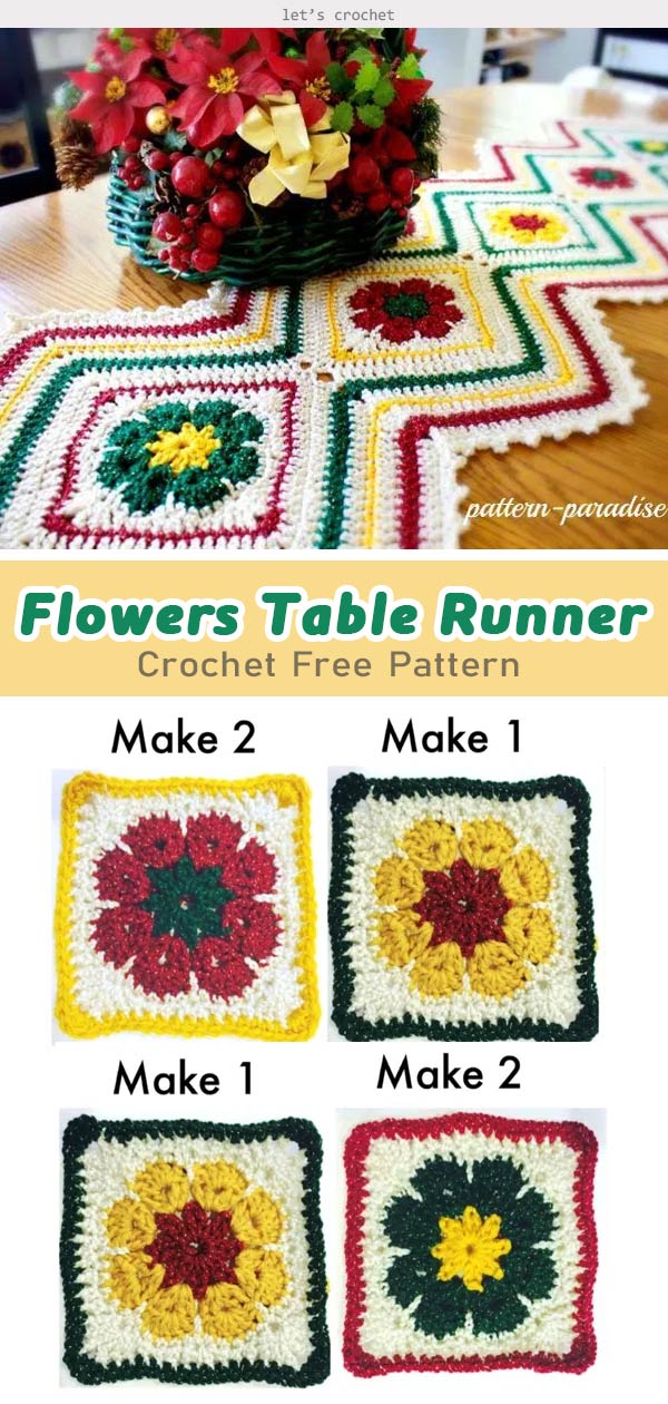 Flowers Table Runner Crochet Free Pattern