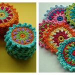 Flower Motif Coasters Free Crochet Pattern