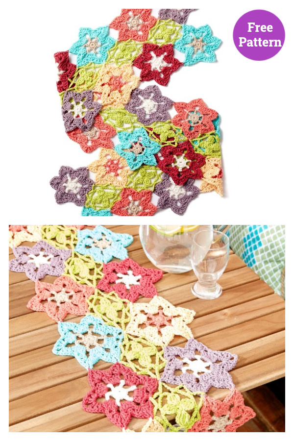 Flower Power Table Runner Free Crochet Pattern