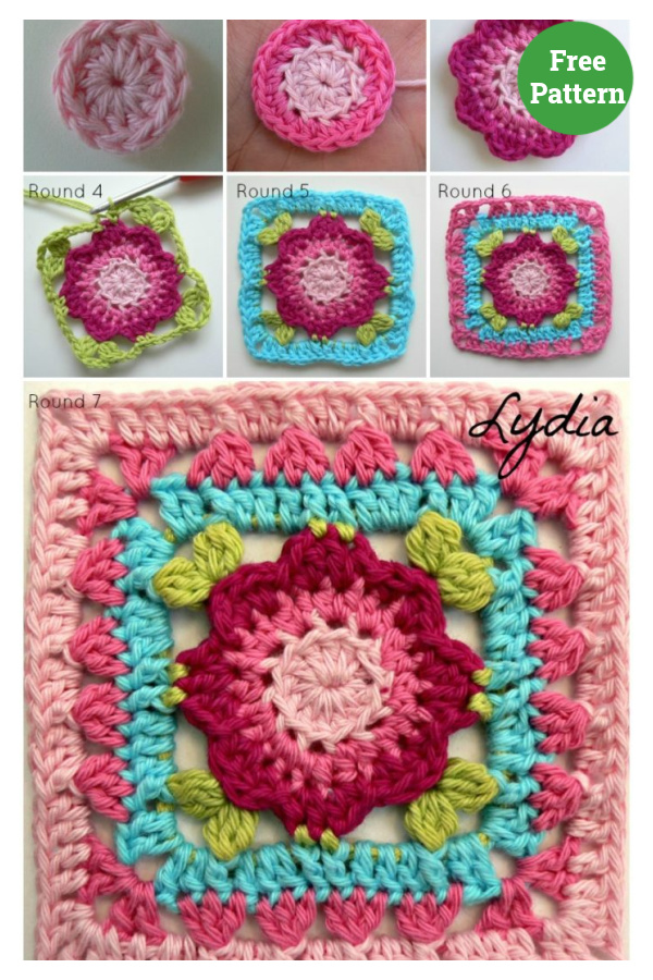 Flower Squares Crochet Free Pattern