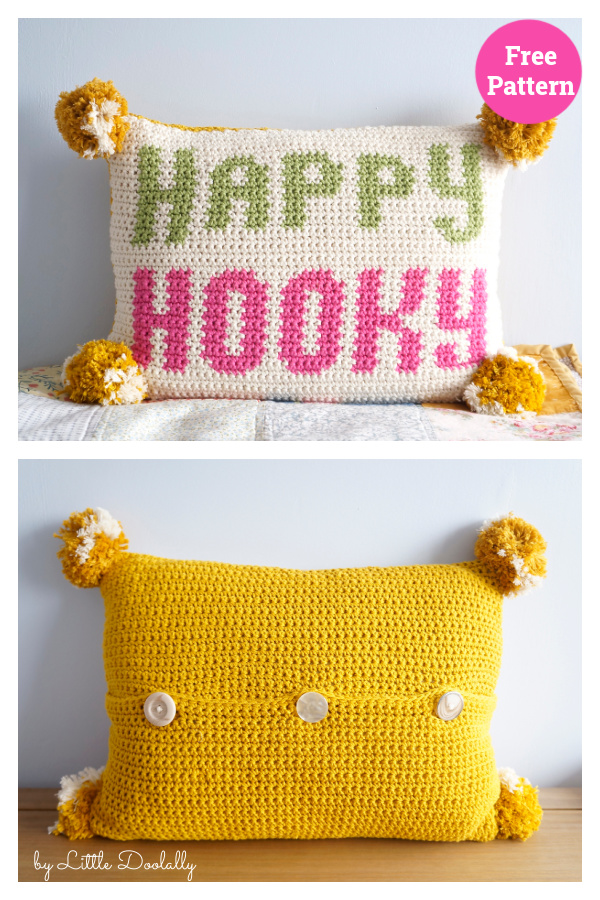 Happy Hooky Cushion Crochet Free Pattern