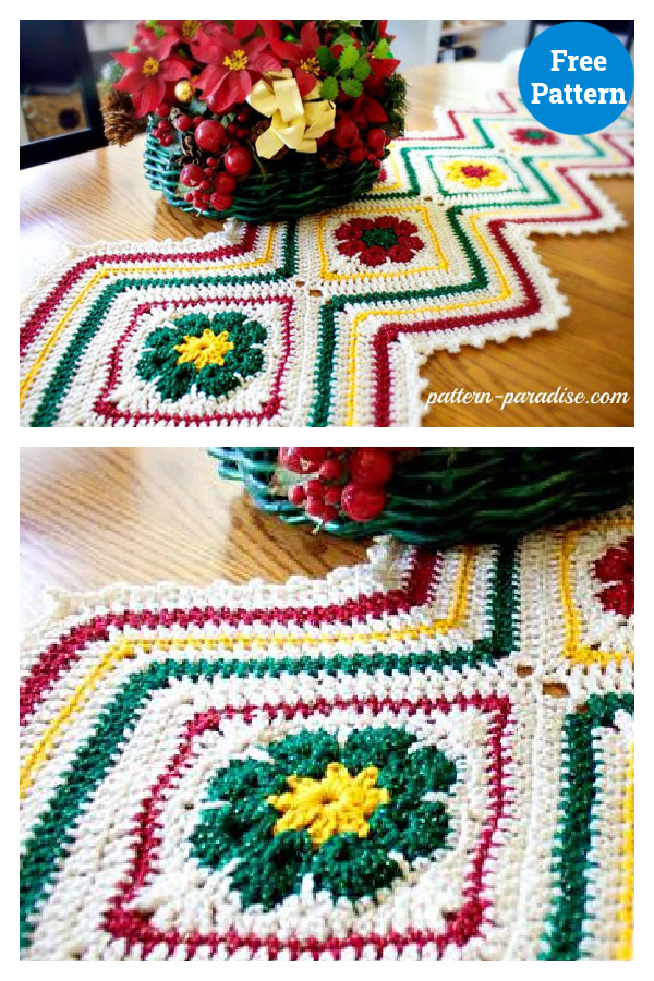 Joyful Flowers Table Runner Free Crochet Pattern