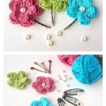 Spring Flower Hair Clips Free Crochet Pattern