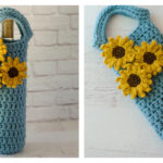 Sunflower Wine Cozy Free Crochet Pattern